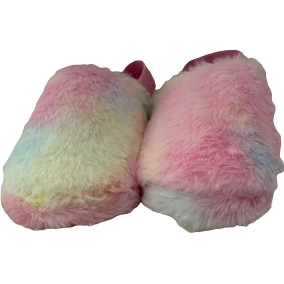 🐶NWT Girl’s Slippers Size 13/1 Slingback Faux Fur Slide KENSIE GIRL Rainbow - Picture 7 of 12